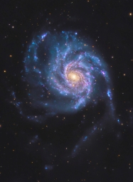 Спиральная галактика M101, так же известна как "Галактика Вертушка", находится на расстоянии 25 миллионов световых лет и содержи