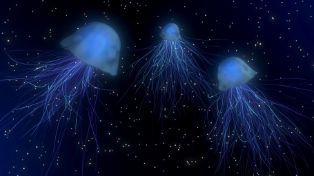 Медузы, арт рисунок, типа в космосе