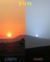 Две планеты 1 солнце.     Красный закат на голубой планете, голубой закат на красной планете.