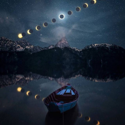 Фотошоп, Луна, лодка