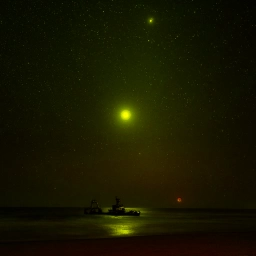 Луна, Венера и Юпитер на ночном небе.
