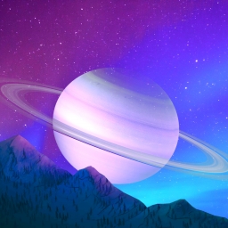 Сатурн, планета с классными кольцами, арт рисунок