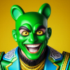 Зелёный персонаж, супер, от нейросети midjorney 1
