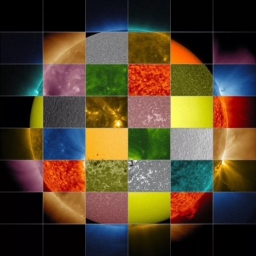 В этом снимке Солнца собраны фото с космических аппаратов NASA в различных спектрах и фильтрах