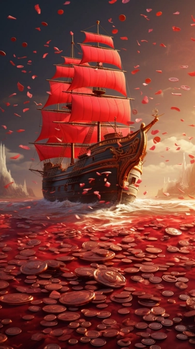 Корабль красного цвета, рисунок 1