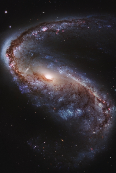 Искаженная галактика NGC 2442 из созвездия Летучей Рыбы. Однажды она столкнулась с другой галактикой и это событие разрушило пер