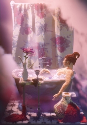 Девушка в ванне, майнкрафт, minecraft