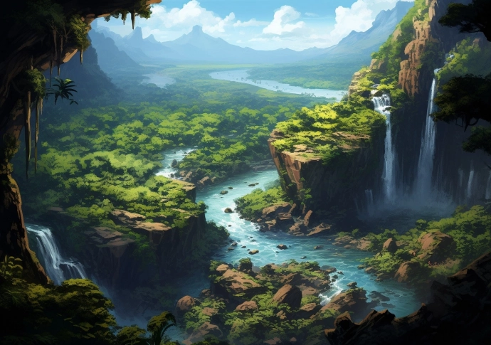 Пейзаж реки посреди джунглей