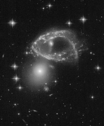 Чёрно-белые взаимодействующие галактики в обработке Judy Schmidt, AM 1953-260