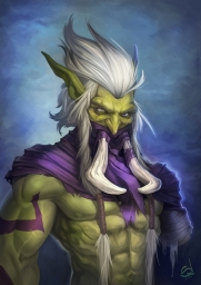 Зелёный клыкастый тролль, арт по игре варкрафт, Warcraft arts