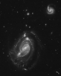Чёрно-белые взаимодействующие галактики в обработке Judy Schmidt, AM 2325-473