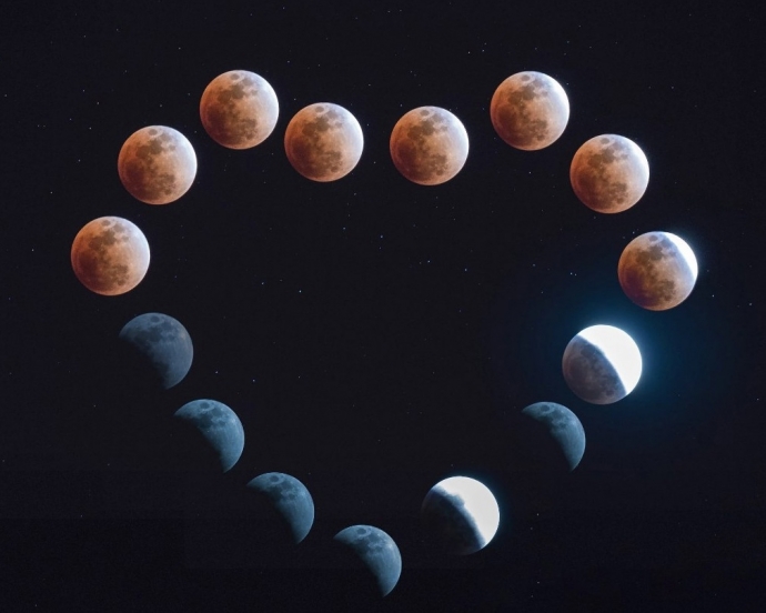Прелестный композитный снимок лунного затмения