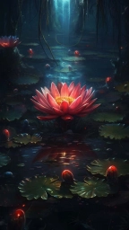 Рисунок с цветком на болоте. Красиво