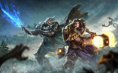 Артас против Утера, варкрафт битва, арт по вселенной, art Warcraft