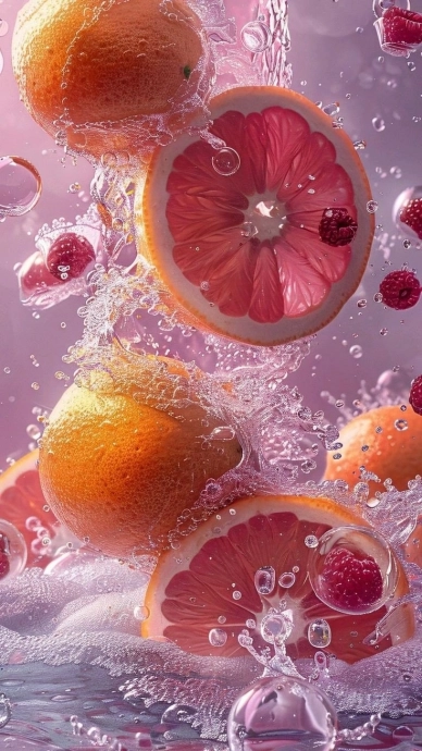 Ещё один арт от нейросети: апельсин в воде, красиво, ярко, сочно