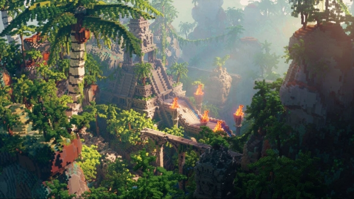 Храм в джунглях, майнкрафт, арт, minecraft games arts