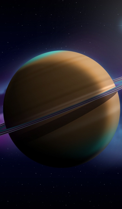 Красивый рисунок планеты Сатурн, арт изображение, кольца