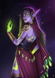 Warcraft art, девушка, тёмный маг, эльфийка