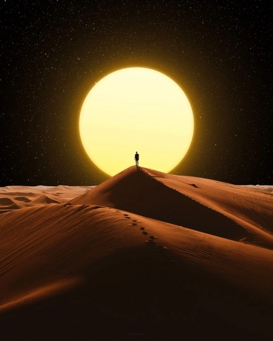 Пустыня и Солнце. Арт рисунок