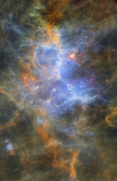 Туманность Орёл (M16) в инфракрасном свете от орбитальной обсерватории Гершель.