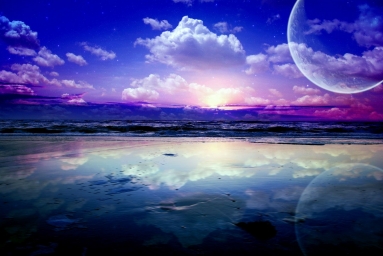 Фото Арт, фотожоп. Луна, фотка, море или океан