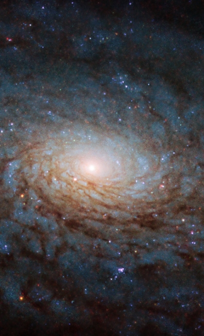 Спиральная галактика NGC 4380 в созвездии Девы. Сейчас мы видим её такой, какой она была примерно 50 млн лет назад.