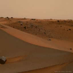 Снимок марсианского пейзажа марсоходом Спирит