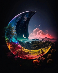 Луна, месяца, красота, красиво. Арт изображение.