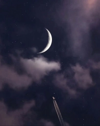 Луна, фото, ночное, месяц, самолёт