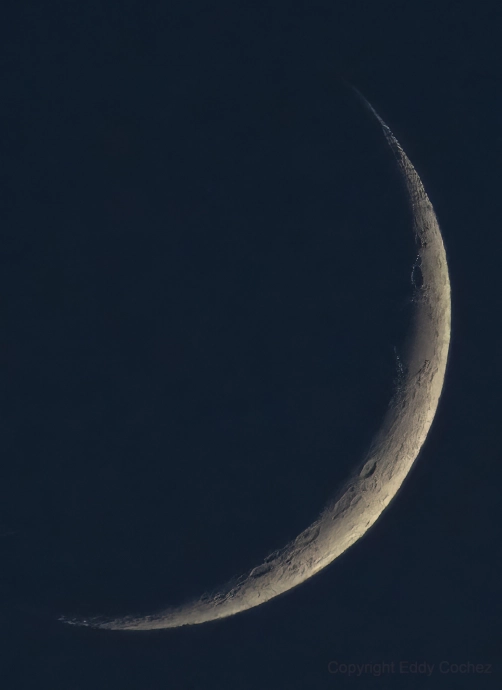 Очень молодая Луна — фаза 8,2% © Eddy Cochez