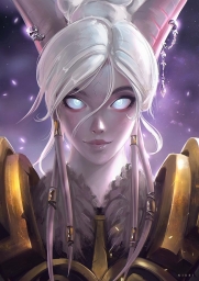 Warcraft Art эльфийки с белыми глазами
