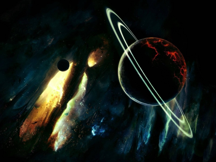Разгорячонный Сатурн, арт изображение рисунок, космический