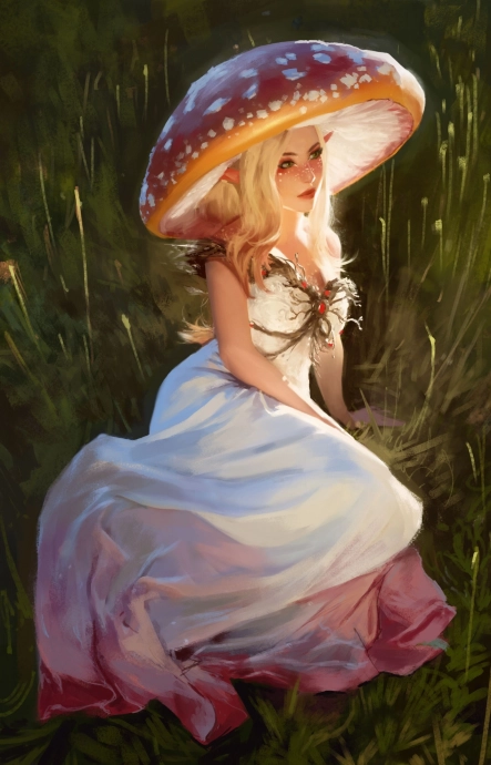 Девушка гриб, арт рисунок