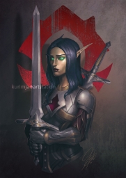 Девушка с мечом, обои, рисунок, варкрафт, арт