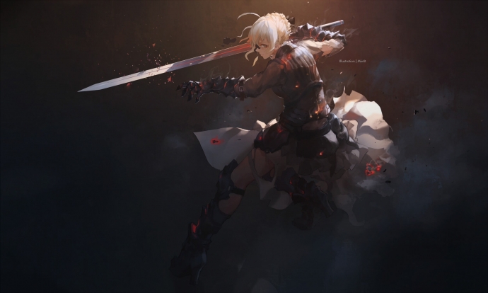 HD обои: женщина с мечами цифровые обои, персонаж аниме, держащий меч цифровые обои скачать бесплатно