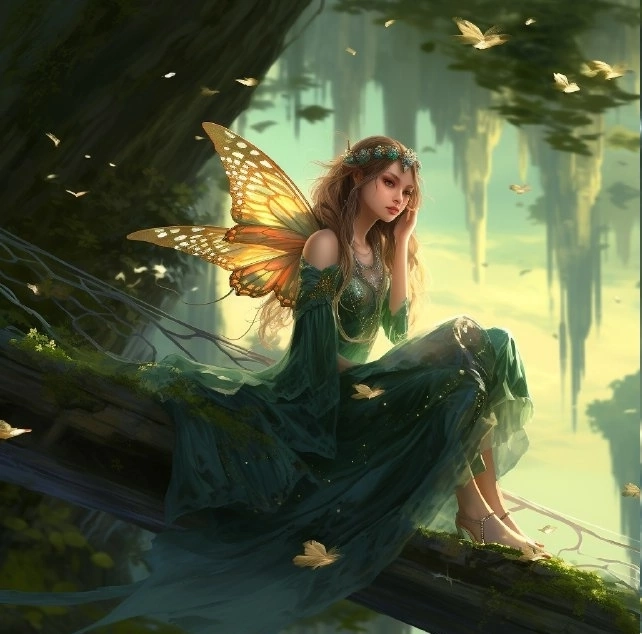 Рисунки нейросетью, девушки, жительницы леса с крыльями 1