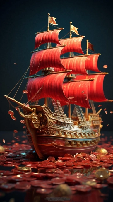 Корабль красного цвета, рисунок