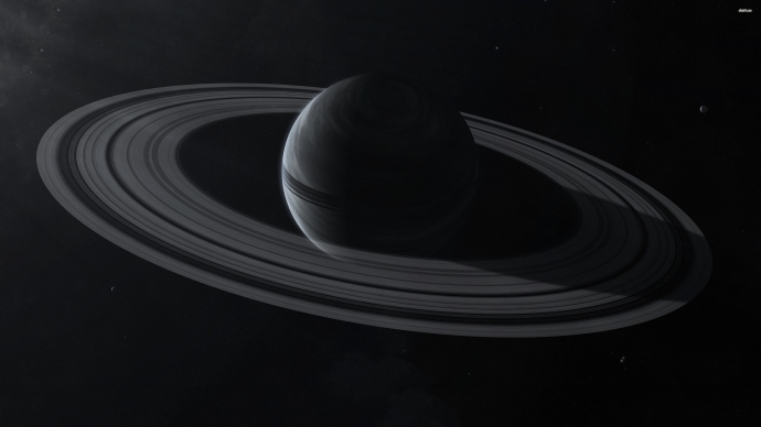 Тёмный, в бок повернут. Арт изображение Сатурна