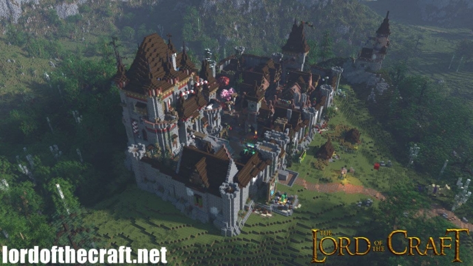 Замок в игре Майнкрафт, вот такой вот замок построили или построил, не знаю, какое-количество принимали участие в строительстве.