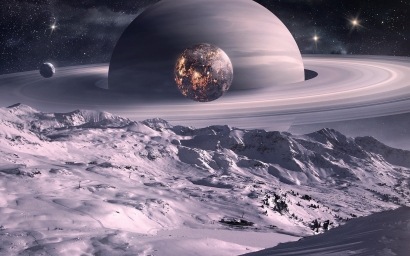 Сатурн, красота, арт обои, космос, спутник, поверхность