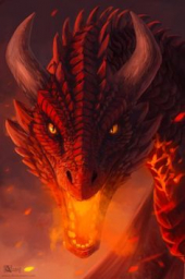 Красный дракон, мощный, красивый арт