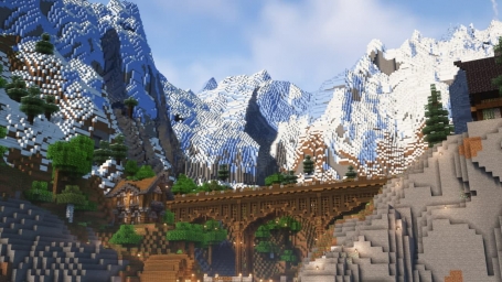 Деревня в горах, игра супер, майнкрафт, онлайн, многопользовательская