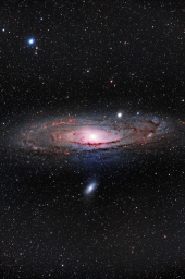 Прекрасная галактика Андромеды, удалённая от нас всего на 2,5 миллиона световых лет. Наша Галактика и галактика Андромеды являют