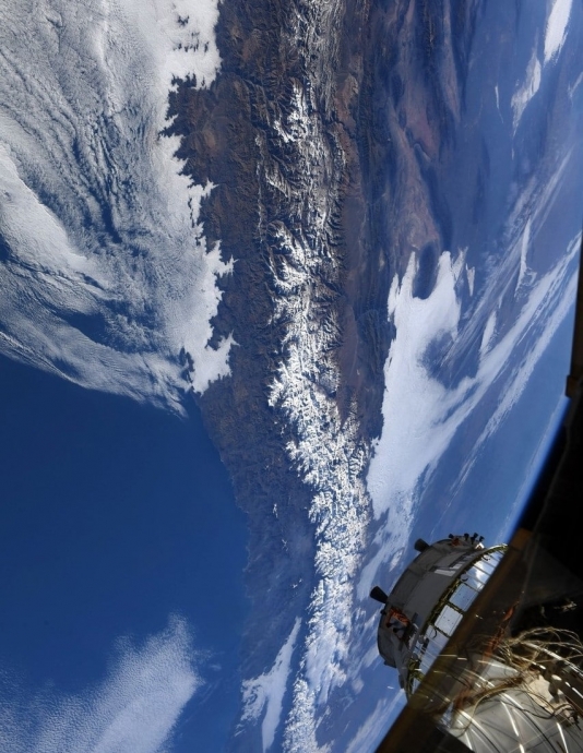 Горы Анды с МКС, Южная Америка