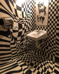 Так себе дизайн ванны-туалета, искаженные черно белые цвета