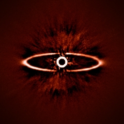 Звезда HR 4796A и кольцо пыли вокруг неё. Снимок сделан Очень большим телескопом в Паранальской обсерватории Чили.