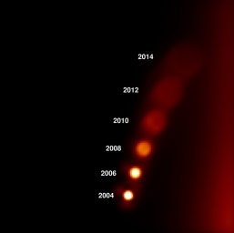 Смоделированное рассеивание облака из пыли в системе звезды Фомальгаут, которое ранее считалось экзопланетой Дагон.