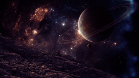 Красивый космос и какая-то планета с кольцами