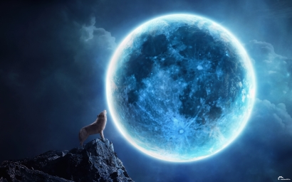 Волк воет на луну, арт фото рисунок