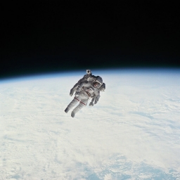 Фотография Брюса МакКэндлесс, парящего на высоте 274 км над Землей без какой-либо страховки